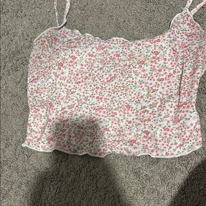 Floral Pink and White Women's Top